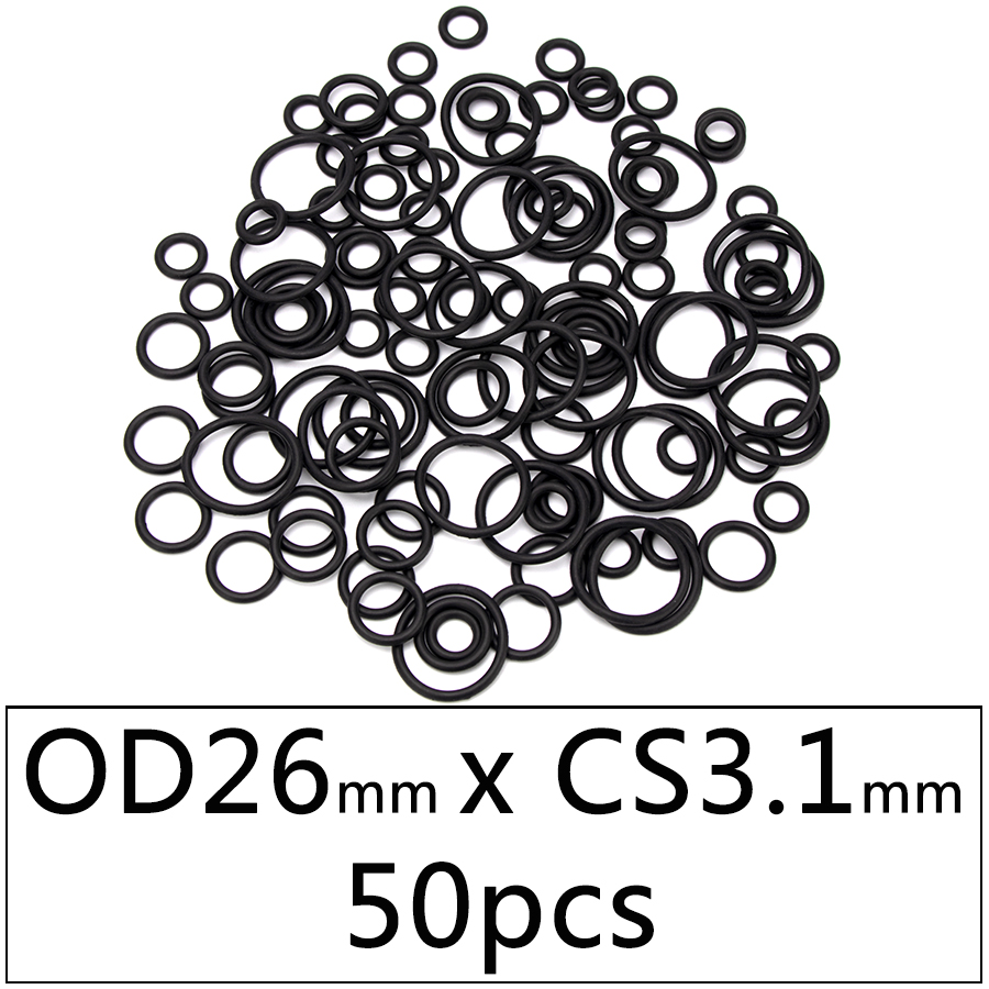 50 stück nbr-nitrilkautschuk-dichtungs-o-ringe, dichtungsersatz,  od 15mm-35mm cs 3.1mm schwarze unterlegscheiben  s86 diy-zubehör: Dq26 x 3.1 x 50