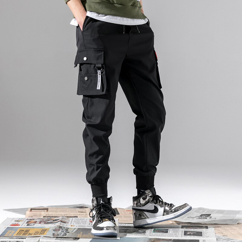 Hip-hop drenge overalls med flere lommer til mænd japansk streetwear haremsbukser punk fritidsbukser sportstøj mænds dansebukser