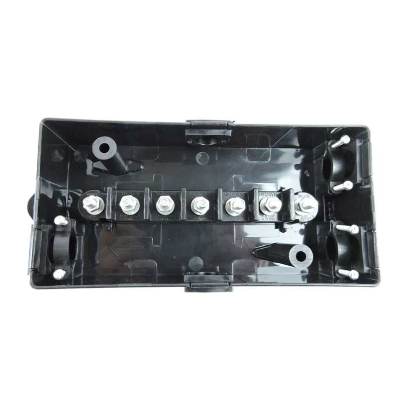 1Pcs Black 7-Way Trailer Wire Junction Box Camper Truck Weather Proof RV Light Cord Plug