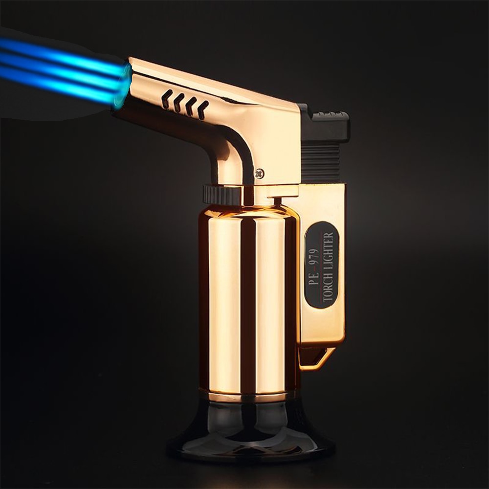 Cigaratte Aansteker Bbq Butaangas Torch Winddicht Verstelbare Vlam Aanstekers Voor Keuken Outdoor Camping: A Gold