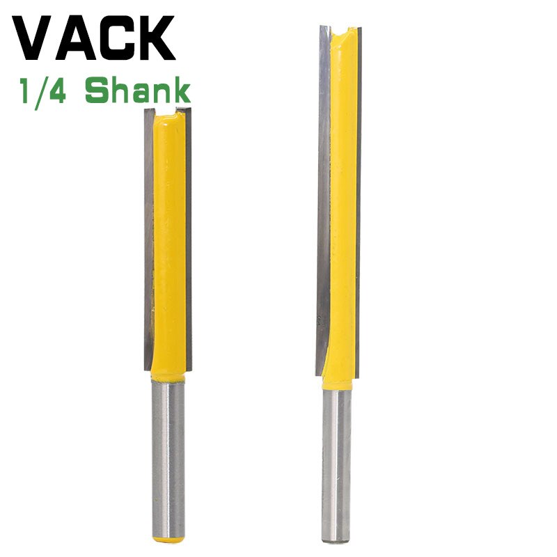 Vack 1pc 1/4 skaft lång rengöringsbotten fräs bitsfräs cnc träbearbetning rena bits rak pinnfräs trimmer skärverktyg