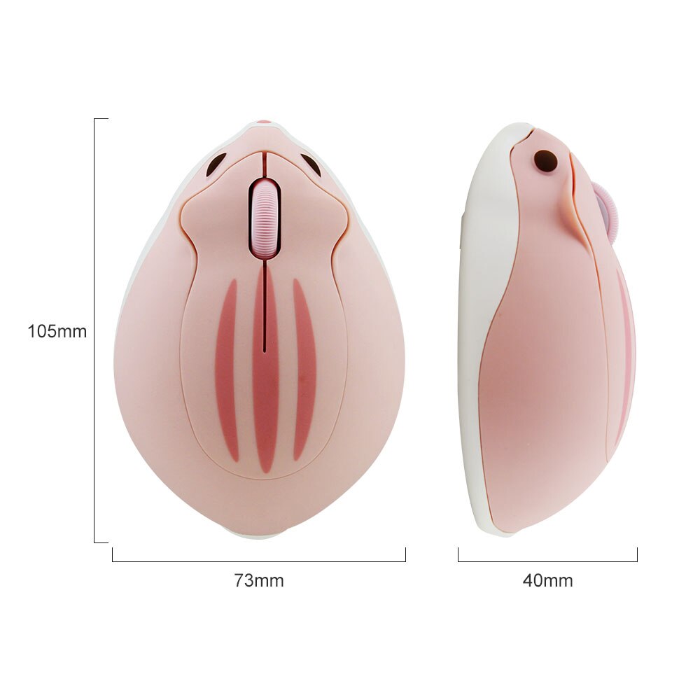 CHUYI-ratón óptico inalámbrico USB para niña, Mouse pequeño de mano con de hámster de dibujos animados, 2,4G, 1200 DPI
