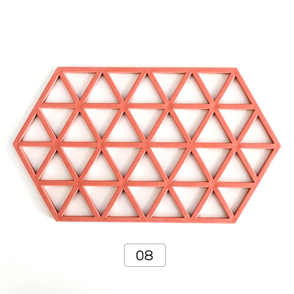 Chic Silicone Coaster Cup Hexagon Mats Pad Heat-insulated Bowl Placemat Home Decor Desktop Eco-friendly Japanese Simple 1PCS: C-Red 16-24