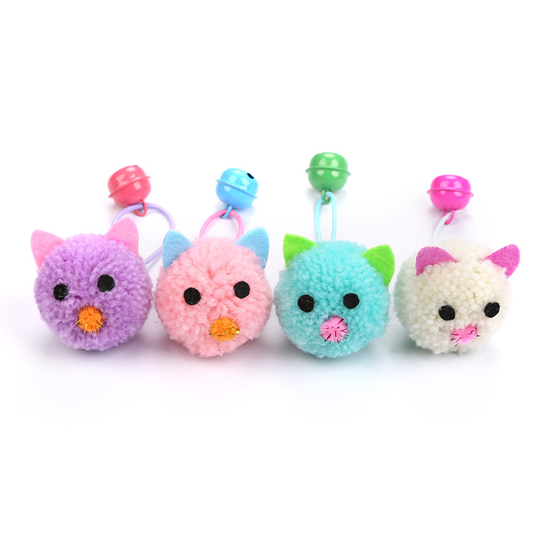 Kattenspeelgoed pluche muiskop vorm bellen zelf hi speelgoed grappige kat kleurrijke pluche muis elf leuke huisdierhalsbanden huisdierbenodigdheden: Willekeurig 1pc