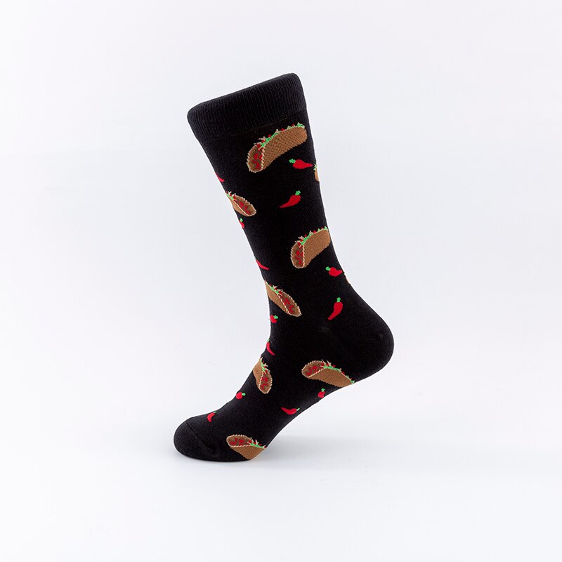 Moda mulaya glada strumpor män/kvinnor chili tortilla kex smörgås popcorn mörk mat serie roliga strumpor han skateboard strumpa: Musik instrument