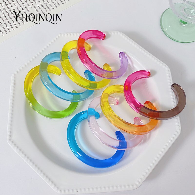 Braccialetti con ciondoli trasparenti colorati Desinger per donna braccialetti aperti indiani in resina di grandi dimensioni per gioielli di moda in acrilico per ragazza