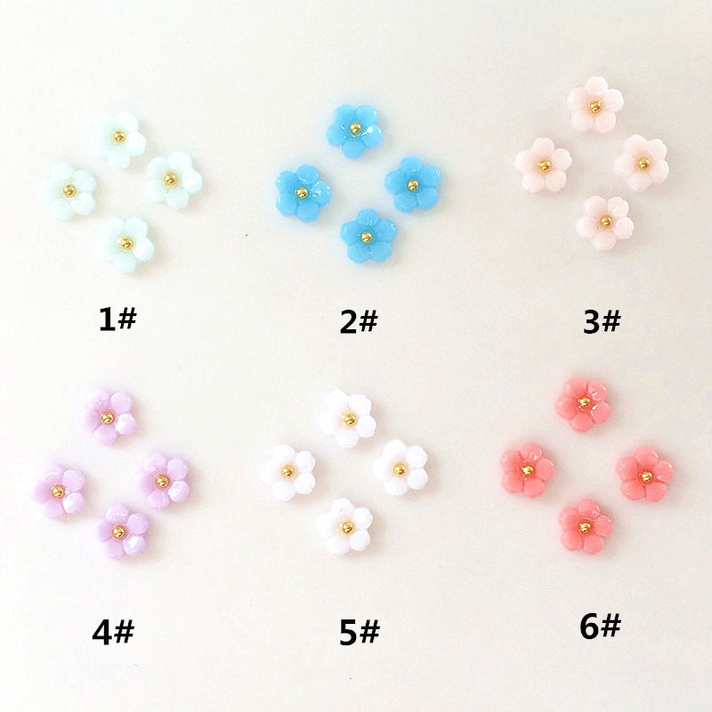 50 Stks/pak Japan Korea Alloy Nail Art 3D Candy Kleurrijke Resin Bloemen Metalen Accessorie Voor Fototherapie Nail Sticker Diy