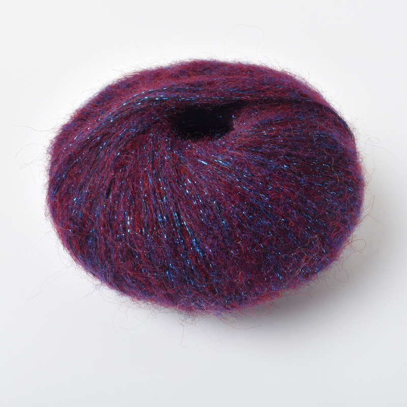 Rouleau de fil Mohair à paillettes au Crochet, 25g/rouleau, fil de laine doux et pour bébé, bricolage, tricot à la main, pull, châle, chapeau, fil de dentelle, fournitures de couture: bleu foncé