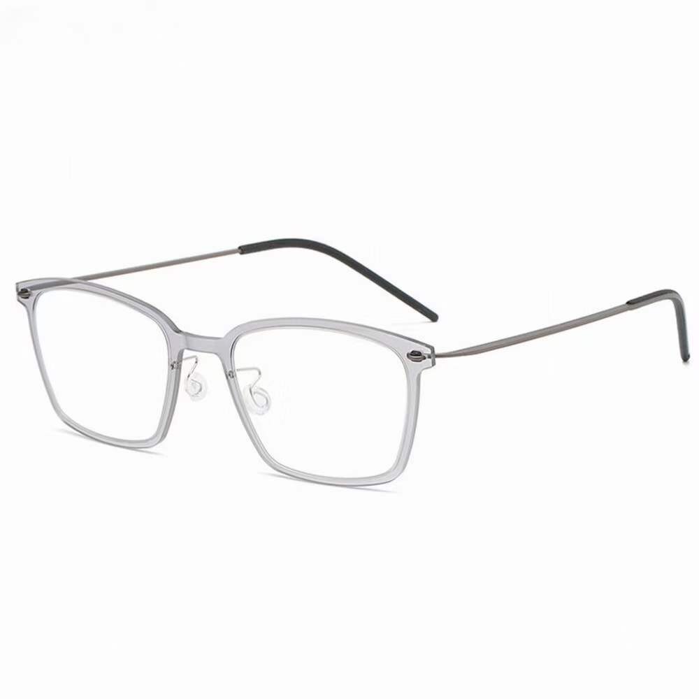 Denmark Brand Titanium Prescription Eyeglasses 6536 Square Ultralight Screwless Glasses Frame Men Women Myopia Optical Spectacle: Grey