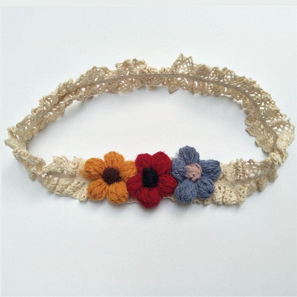 1 pz moda fatti a mano a maglia fiori di lana fascia fai da te abbigliamento infantile decorazione dolce accessori per capelli per bambini regali di festa