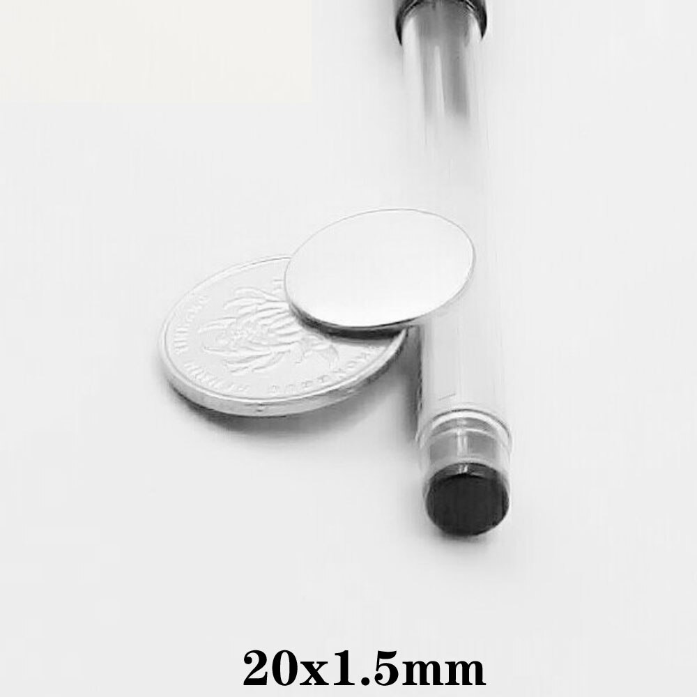 10 ~ 150 stk 20 x 1.5 mm tynde neodym stærke magneter permanent rund magnetplade 20 x 1.5mm kraftig magnetisk skivemagnet 20*1.5 mm