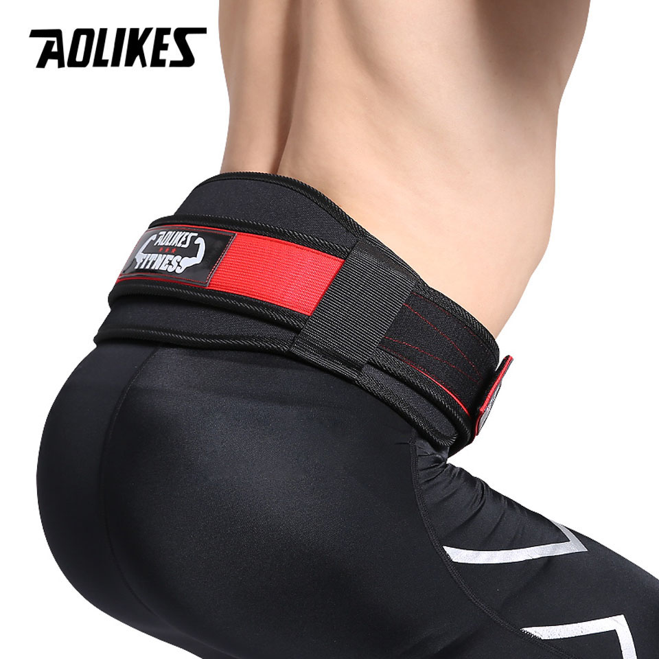 Aolikes fitness vægtløftningsbælte vægtstang håndvægt træning ryg support vægtløftning bælte gym squat dip powerlifting talje: Rød / L