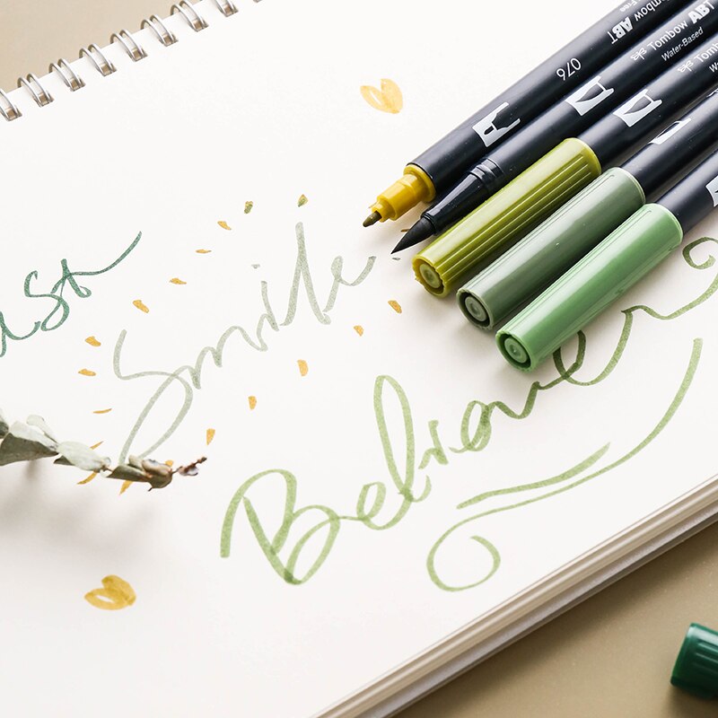 TOMBOW-rotulador de doble pincel ABT para acuarela, conjunto de 108 colores, dibujo, caligrafía, Pastel brillante, retrato de galaxia gris