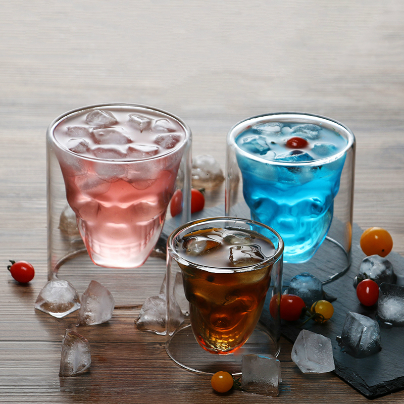 4 sztuk dużo fajne 3D czaszka kieliszek na alkohol księstwo bar duch pirata podwójna ściana Whisky Puchar kufle robić piwa ekspres robić kawy Espresso kubek