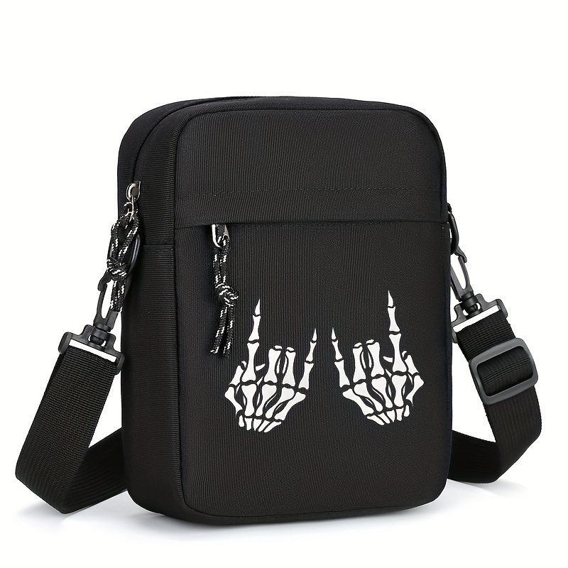 Halloween-tas crossbodytas van Oxford-stof voor heren Lichtgewicht 100-stijlvolle canvas schoudertas Kleine herentas: Black