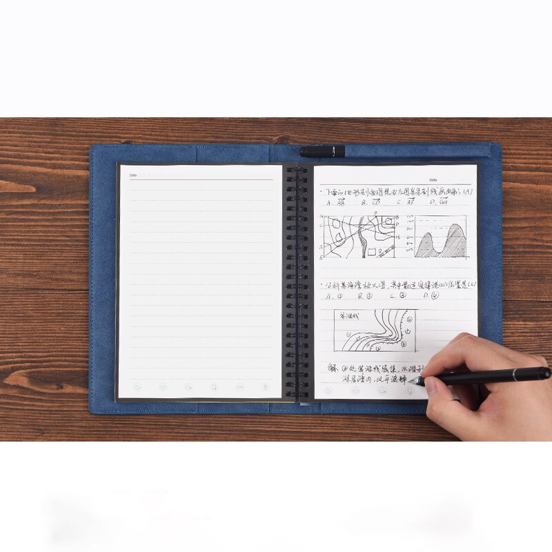 Elfinbook Smart Reusable PU leather Notebook Student Portable Diary Journal Soft Leather Notebook A5 Notepad