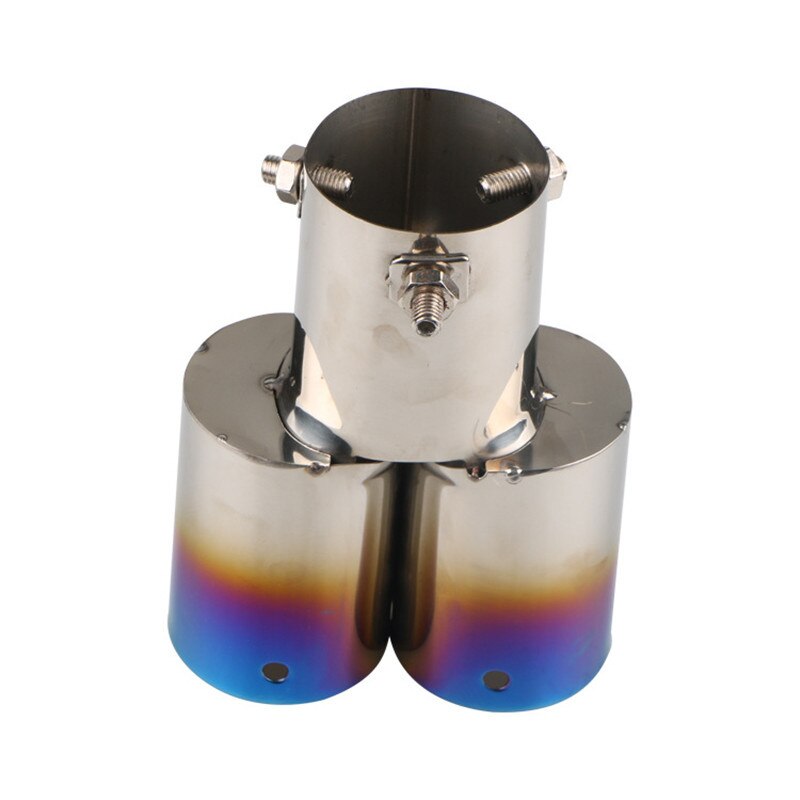 63Mm Auto Styling Uitlaten Uitlaat Staart Keel Pijp Tip Platte Universele Rechte Rvs Dual Outlet Uitlaat