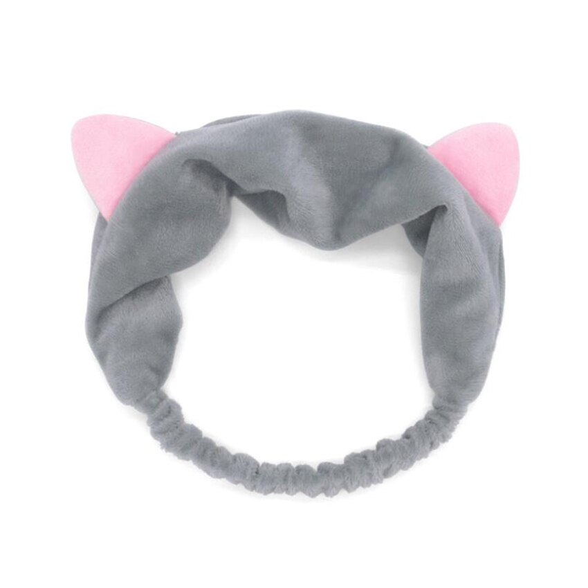 Cat Ears Hairband Head Band Party Headdress Hair Accessories Makeup Tools Face Washing Headband Hairdo Headwrap Hair Access: Grey