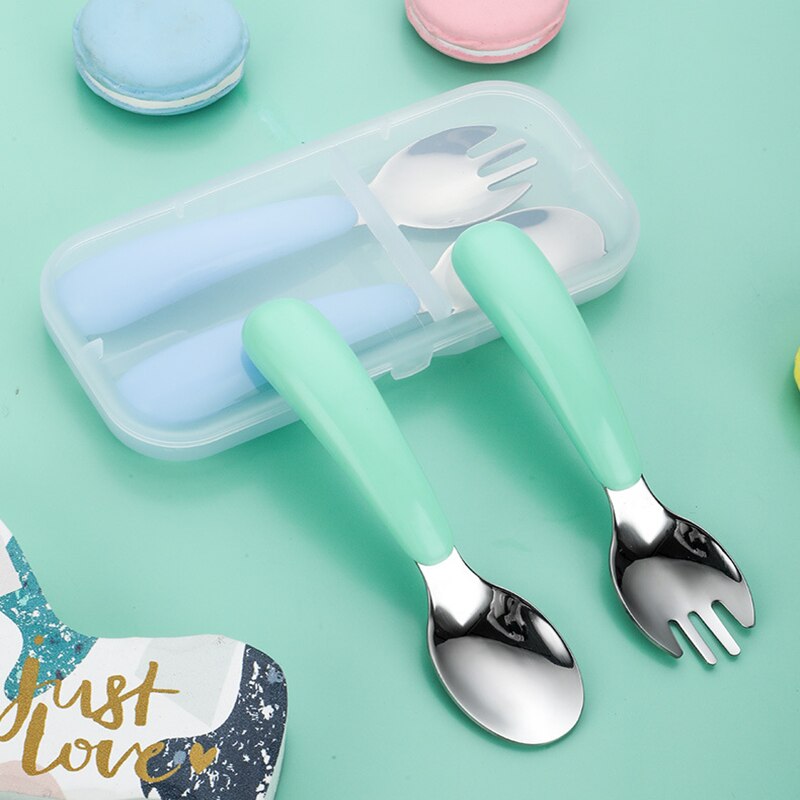 Søde bordsæt sæt rustfrit stål børns bærbare bestik madredskab toddler spisestue baby gadgets børn ske gaffel