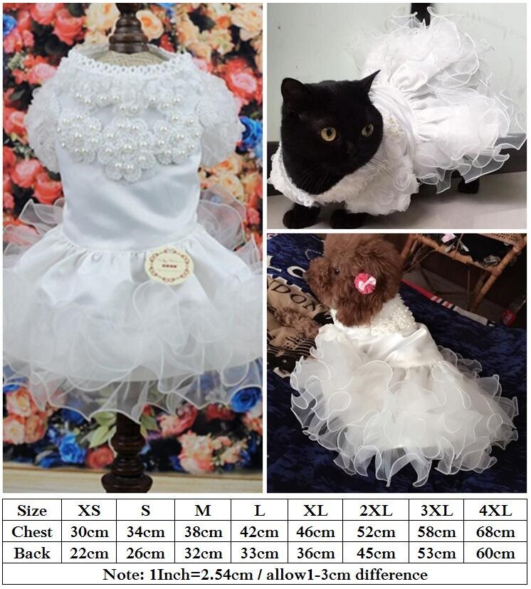 Vestido de boda de lujo para perros y gatos, falda para cachorros, tutú para mascotas, suministros para disfraces de novia, varias princesas, XS a 4XL: Style 1 / XS