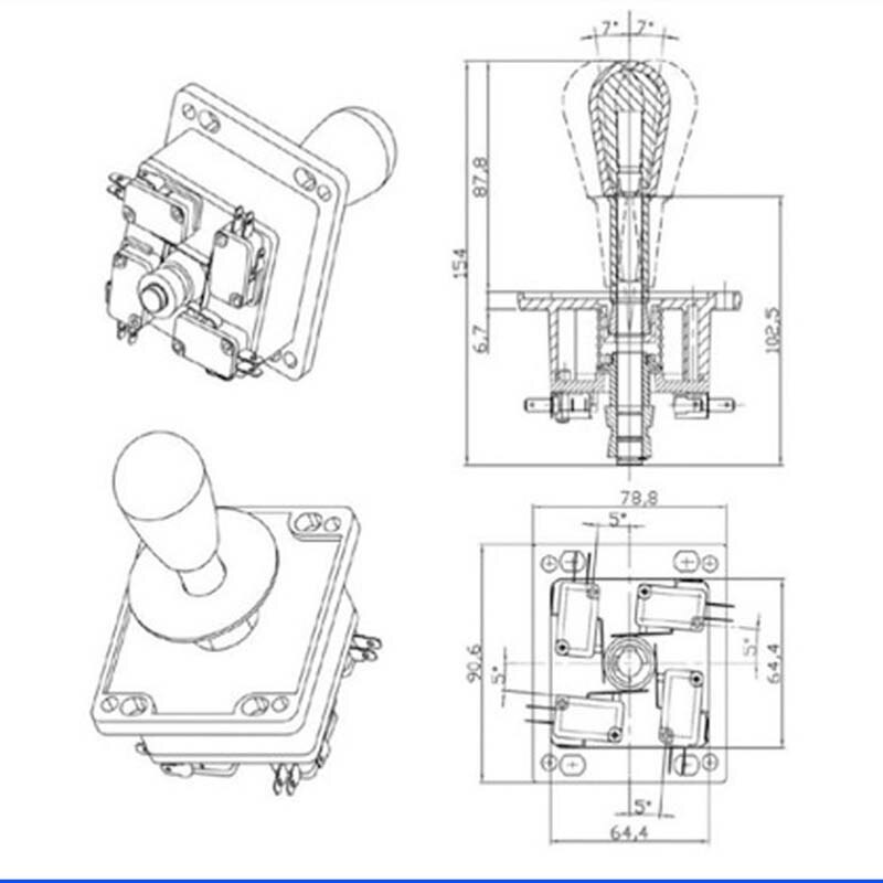 2 stuks spaanse topjoystick - met 4 microschakelaars arcade voor neo geo spaanse joystick voor spelcomputer - arcademachine onderdelen
