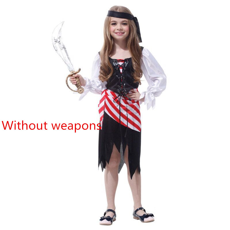 Halloween Luxus Pirate kostüme mädchen Kinder Kinder party cosplay kostüm für kinder kinder kleidung vollen satz Kopfschmuck kleid: girl pirate 1 / L