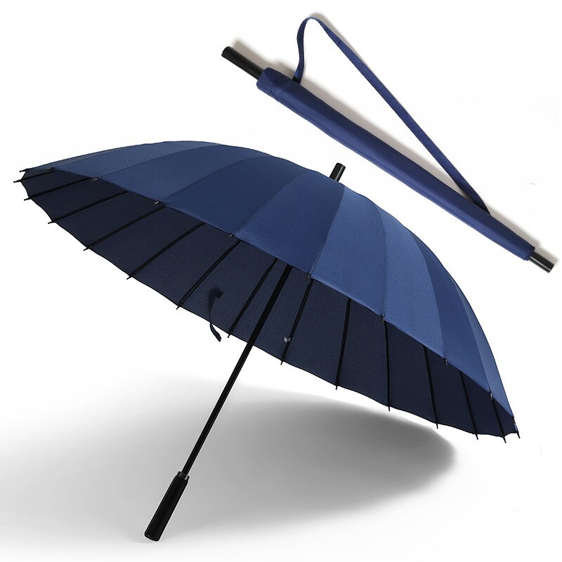 YRYP pluie parapluie hommes femmes 24K verre fibre parapluie forte coupe-vent poignée femmes paraguay: Dark Blue