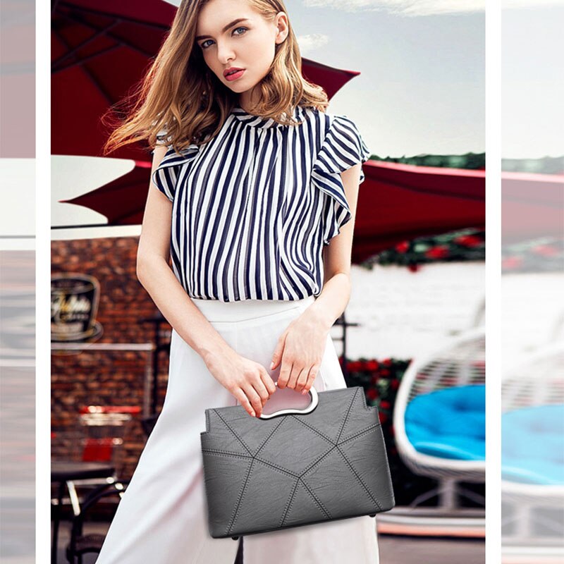Vrouwen Handtassen Mode Hoge Pu Leer Vrouwen Tas Open Metalen Ring Enveloppen Draagbare Schouder Handtas 3883