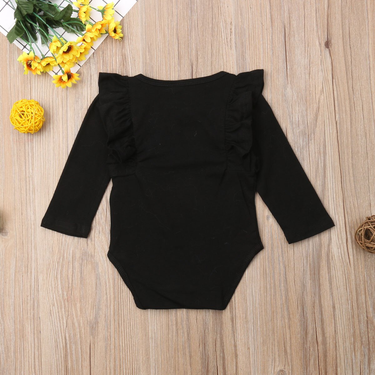 Herfst peuter baby meisjes jongens casual warme bodysuits 5 kleuren lange ruches mouwen effen katoenen jumpsuits