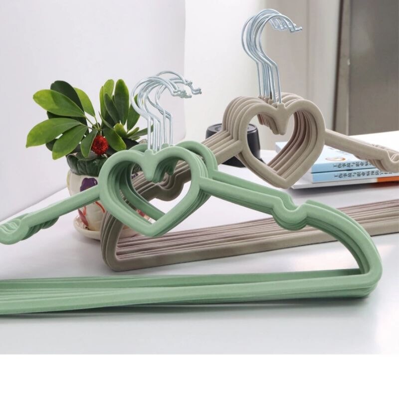 42CM 10/20PCS Cute Hangers Velvet Hangers Heart Clothing Rack Clothes Drying Rack Coat Hanger Hangers for Clothes