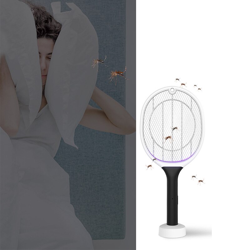 2 en 1 électrique moustique tapette mouche antiparasitaire Bug Zapper intérieur extérieur raquette USB Rechargeable