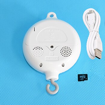 Soporte móvil giratorio blanco para cuna de bebé, caja de música, soporte de brazo, juguetes para bebés, sonajero, 0-12 meses: 128MB SD Card 283