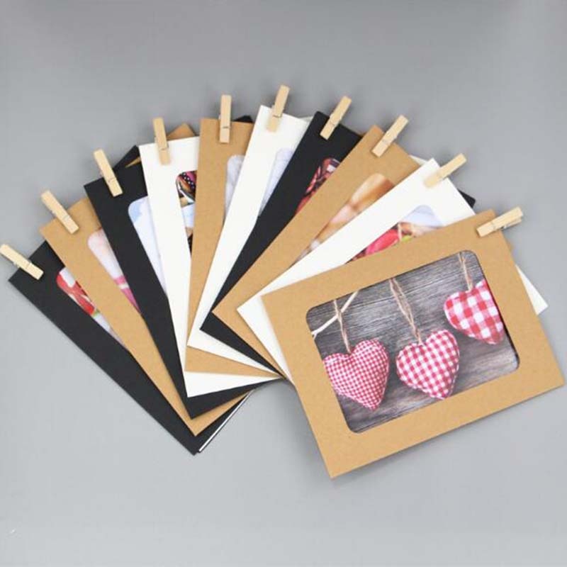 Muur Sticker 10 Stuks 7 Inch Fotoalbum Flim Diy Fotopapier Muur Opknoping Frame + Touw + Paperclips frame Thuis Decoratie