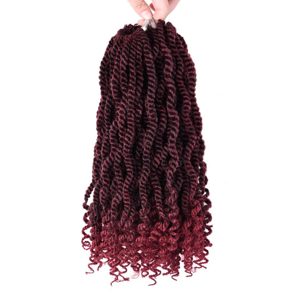Silike Synthetic Senegalese Twist Hair Curly Ends 3X Kinky Twist Braids 12 Inch Crochet Braiding Hair Extensions for Black Women: TBUG / 18inches / 5Pcs/Lot