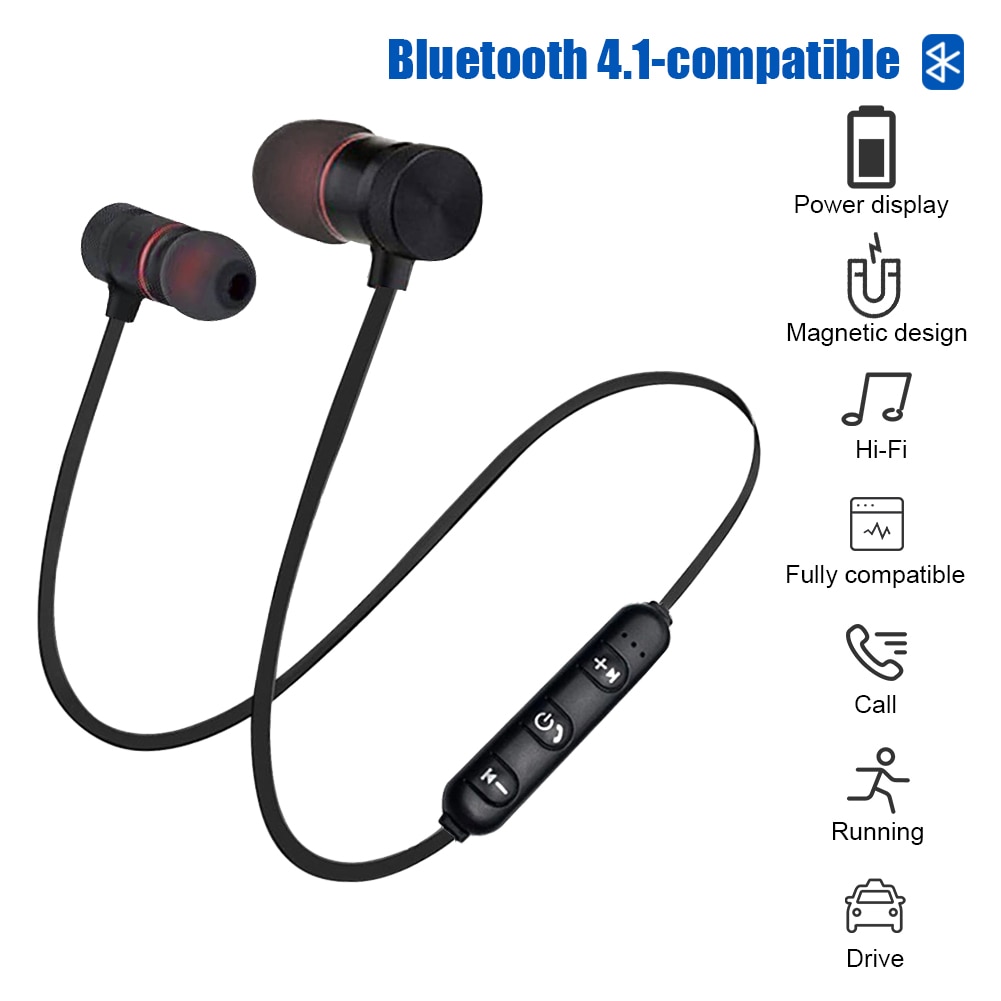 Słuchawki douszne Bluetooth z pałąkiem na kark słuchawki bezprzewodowe słuchawki stereofoniczne Sport z mikrofonem słuchawki magnetyczne do iPhone Samsung Xiaomi