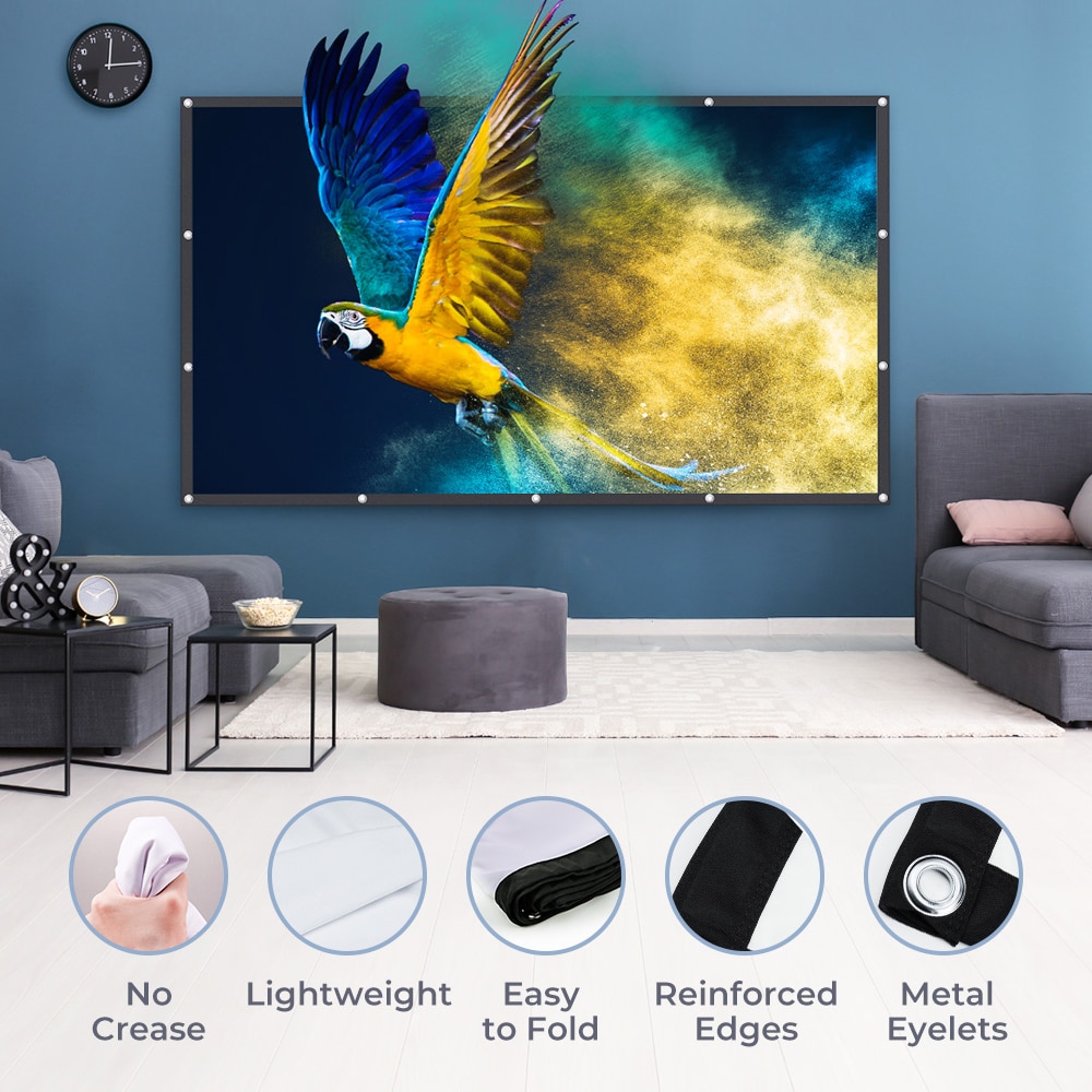 VANYKO 3D HD Projector Screen 100 120 Inches Reflective Fabric Cloth Home Outdoor Office Portable Projection Screens