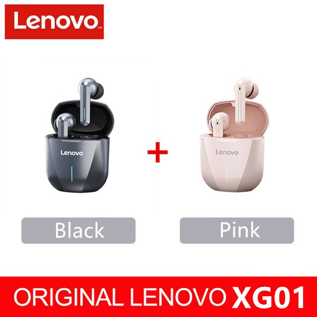 Lenovo XG01 Gaming Earbuds 50ms Low Latency TWS Bluetooth Earphone with Mic HiFi wireless headphones ipx5 waterproof Earbuds: XG01 black1pink1