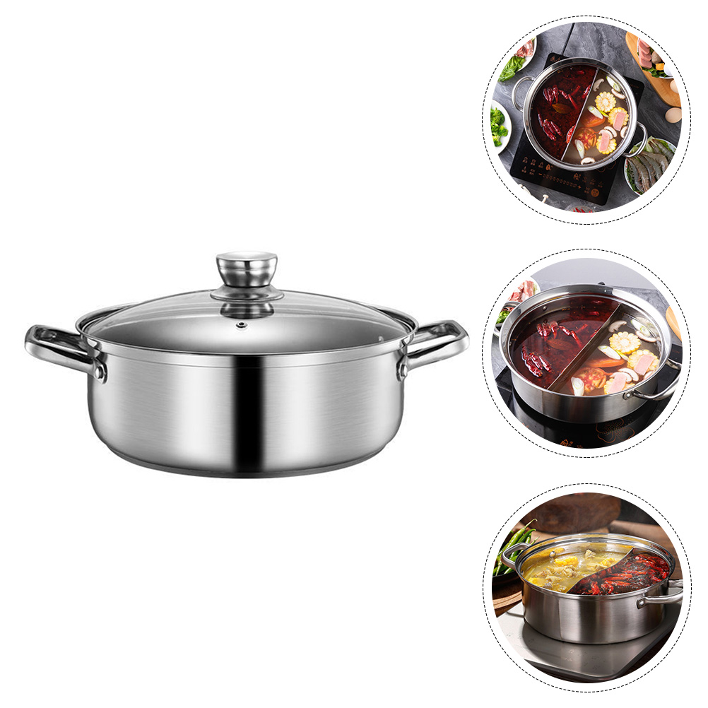 1pc Practical Induction Cooker Pot Household Pot Kitchenware (Silver): 26X26X8.8CM