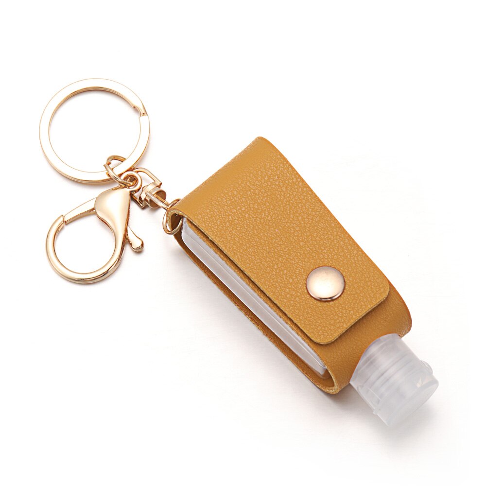 Empty Refillable Bottles Keychain Holder Reusable Lotion Squeeze Tube Soap Containers Leather Pouches Travel Accessories: yellow