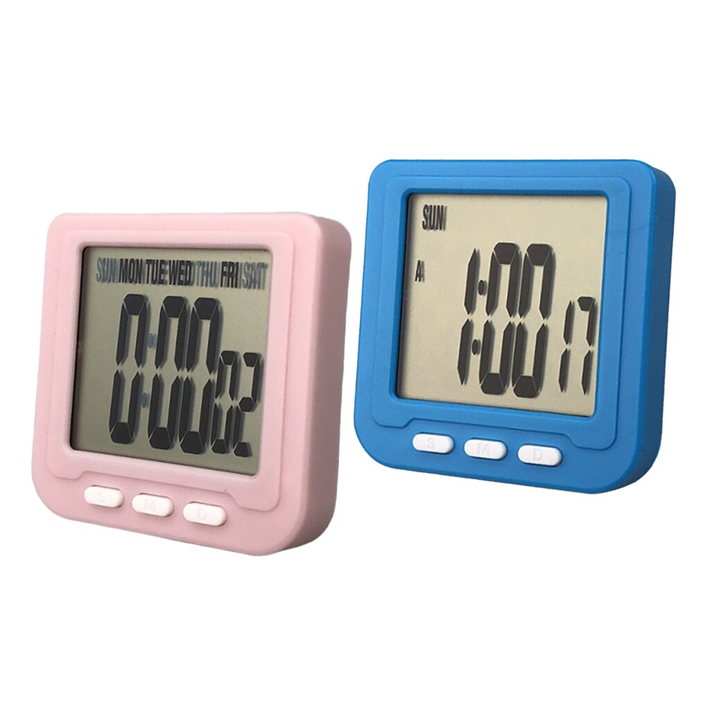 2x Small Alarm Clock Simple Bedside Clock Baking Timer Travel Clock