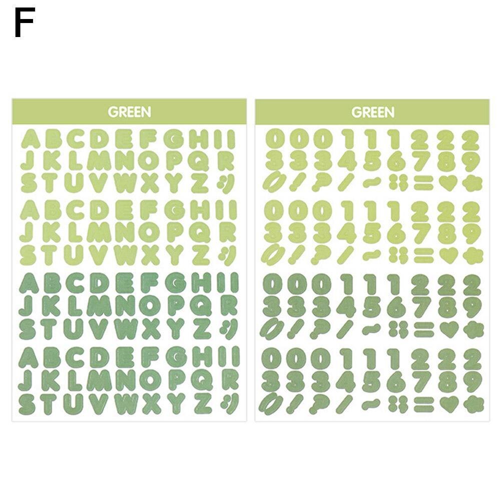 Korean 2pcs Number Digital Sticker Letter Alphabet Stickers Notebook Planner Stationery Scrapbooking Cute Journaling Decora Y1S0: green