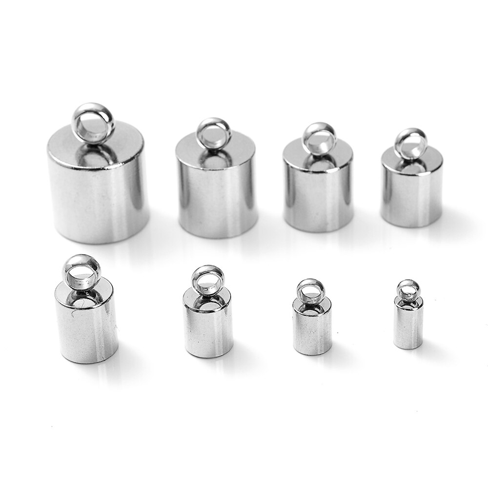 2/3/4/5/6/8/10mm Stainless Steel Connectors End Tip Caps End Crimp Beads Thread Tail End Stopper for Jewelry Making Bracelet