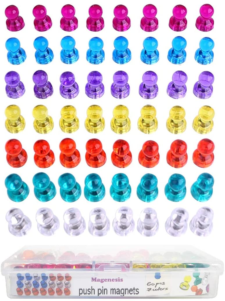 Push Pin Magneten, 56Pack Diverse Kleur Sterke Magnetische Push Pins Perfect Magneten Voor Whiteboard Koelkast Kaart En Kalender