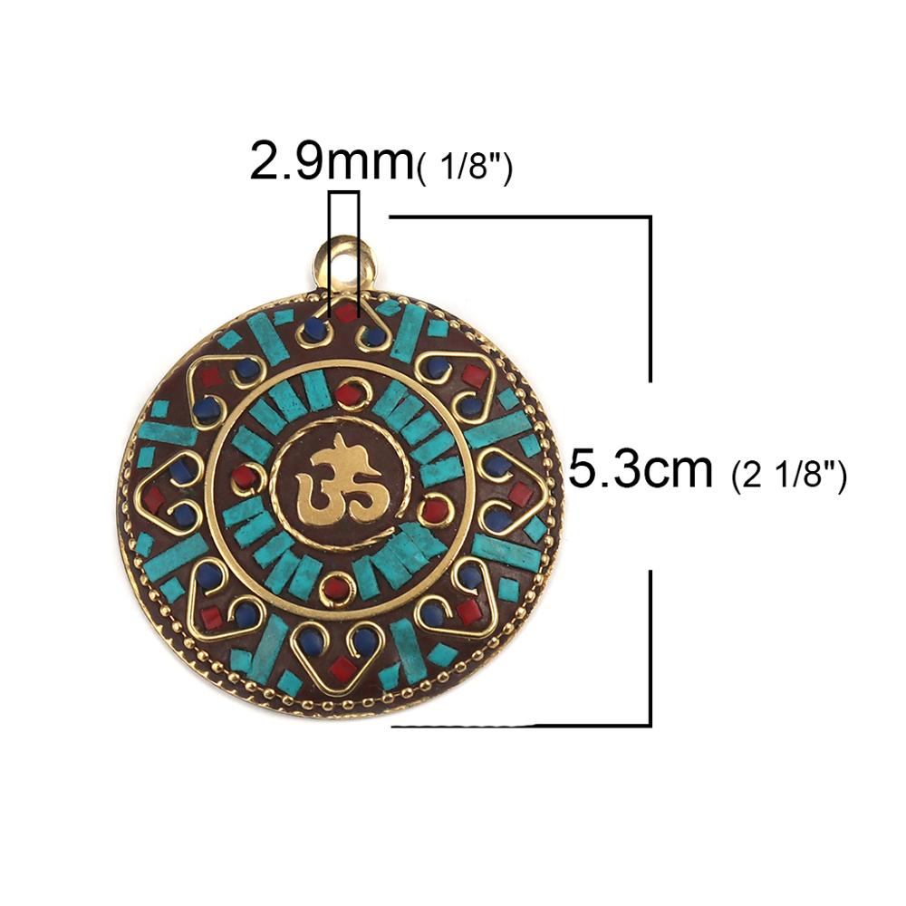 DoreenBeads Ethnische Serie Anhänger Zink Legierung Auf Religiöse Anhänger Horn-förmigen Gold Mehrfarbig Schmuck DIY Charme, 1 PC