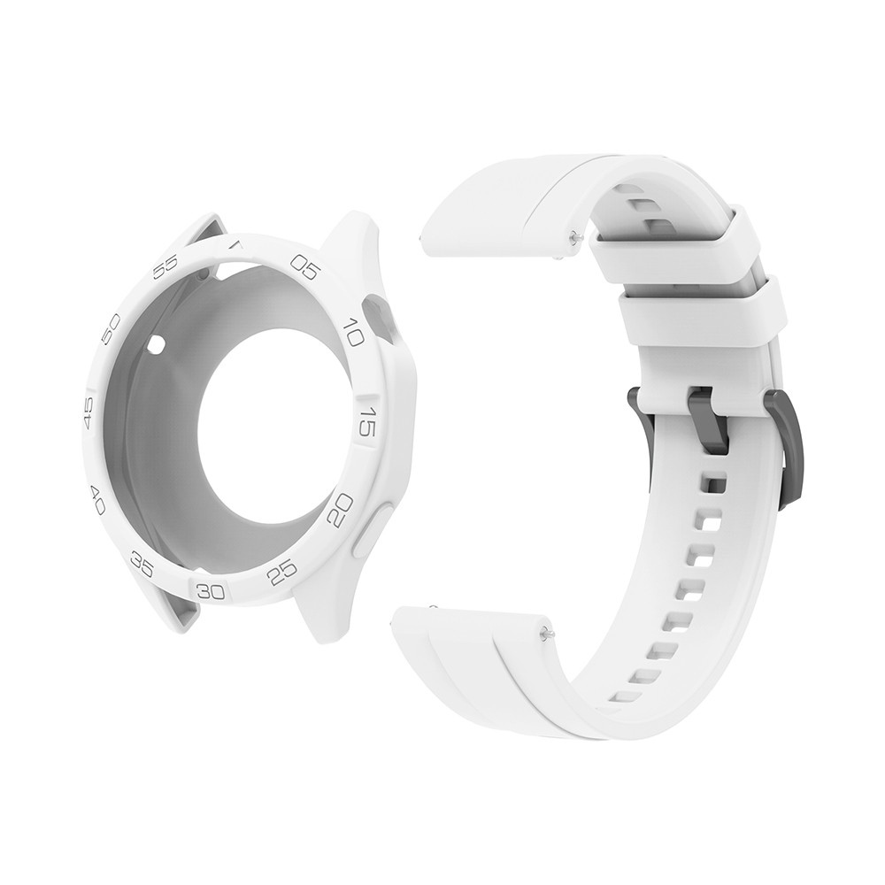 Silikonerem til huawei watch  gt4 gt5 46mm udskiftningsurrem + beskyttende etui: Rosenbrun