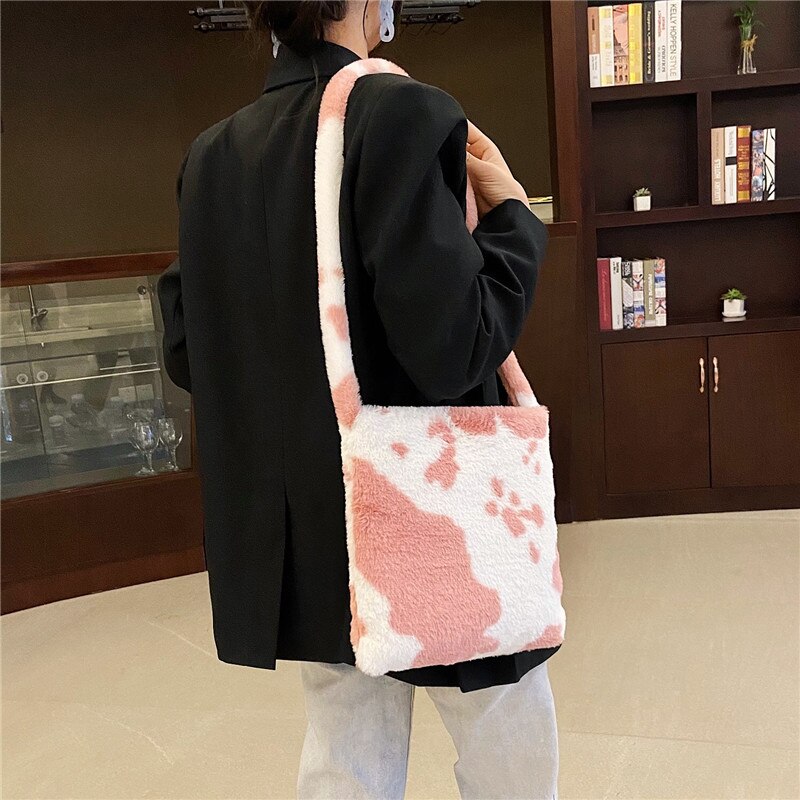 Winter Shoulder Bag Female Leopard Female Bag Chain Large Plush Winter Handbag Messenger Bag Soft Warm Fur Bag: Color 13