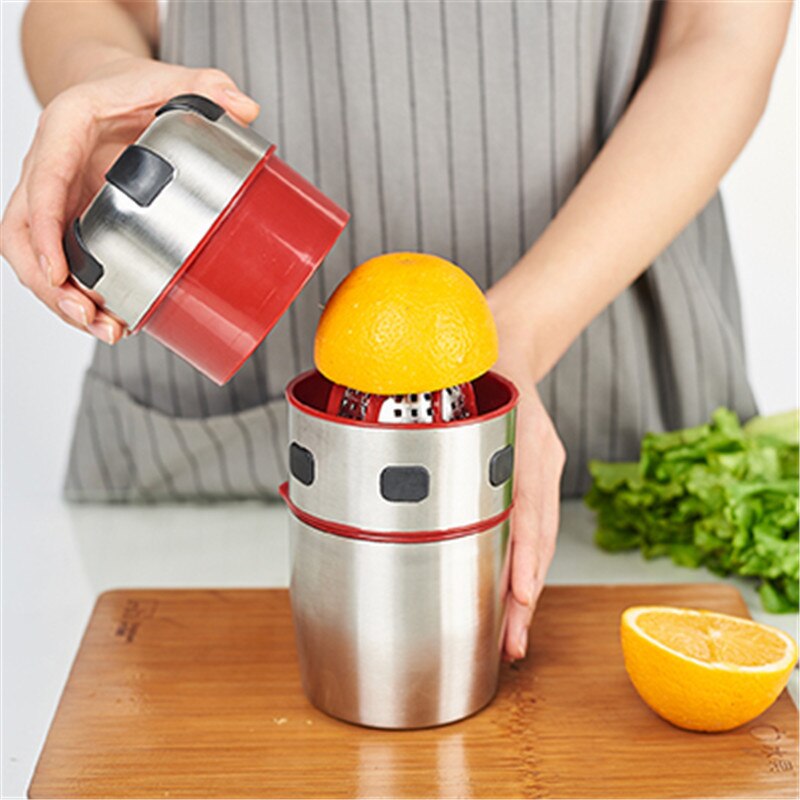 Krachtige Rvs Oranje Juicer Draagbare Handmatige Deksel Rotatie Citrus Juicer Citroen Oranje Tangerine Sap Squeezer