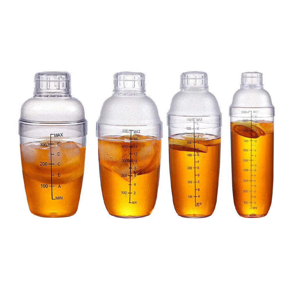 350/500/700/1000ml Hand Shake Cup Cocktail Shaker Transparent Mixer Cup Clear Bar Shaker Wine Milk Tea Shaker Cup with Scale
