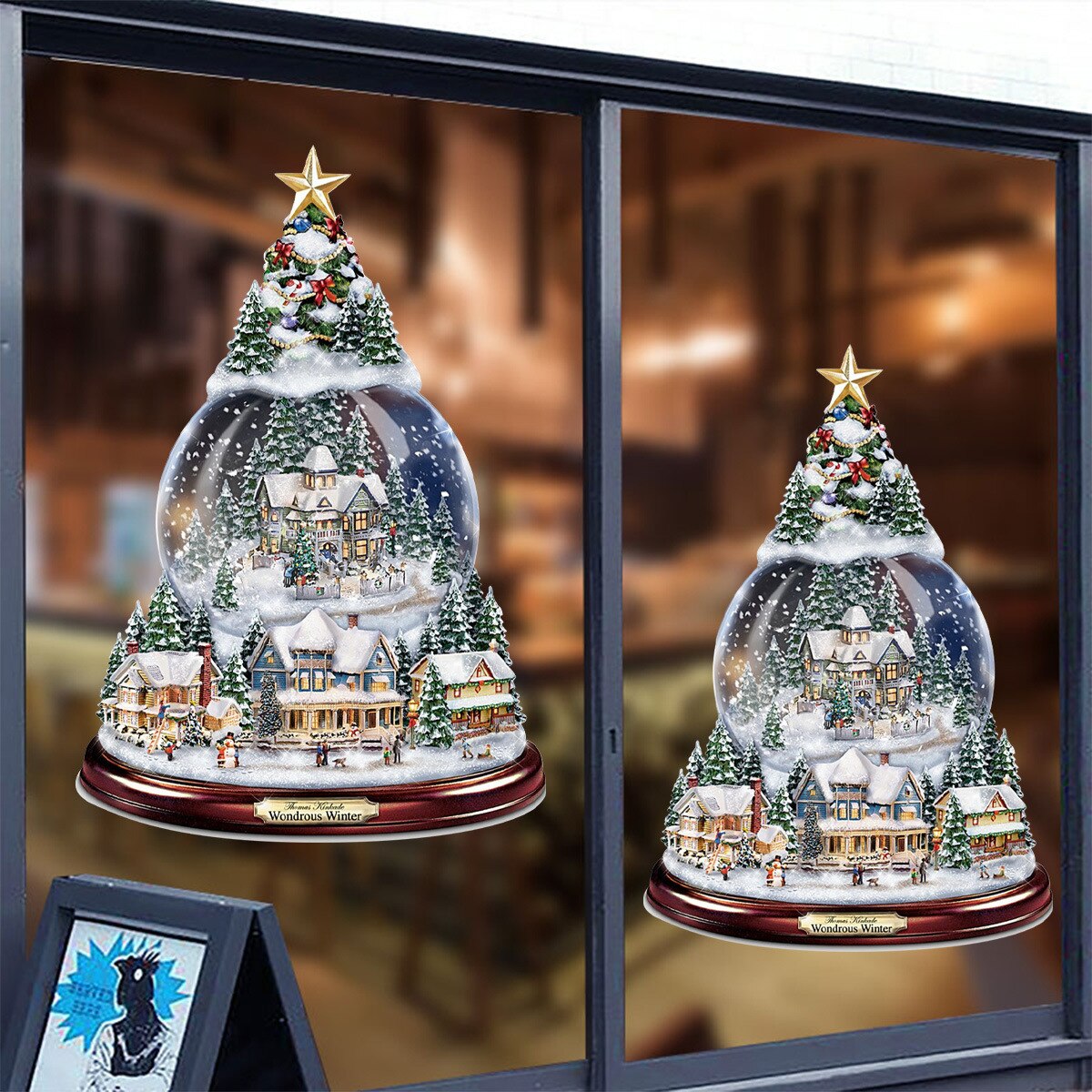 Christmas Tree Rotating Sculpture Train Decorations Paste Window Paste Stickers Christmas Decorations