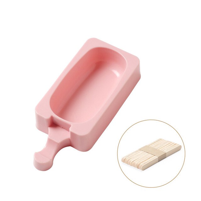 Ice Cream Popsicle Molds Cartoon Ice Silicone Frozen Storage Silicone Thick material DIY Molds Ice Cube Moulds Ice Cream Makers: 5 Column pink